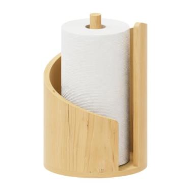 Imagem de Suporte de toalha de papel de madeira para bancada, suporte de toalha de papel estilo montanha moderno, suporte de rolo de papel independente de madeira maciça resistente para cozinha, banheiro e