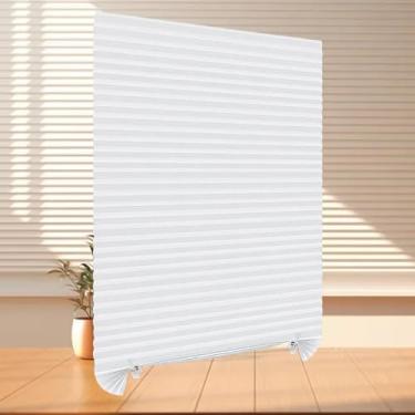 Imagem de Persianas de janela sem fio sem broca cortadas no tamanho clipe no bastão autoadesivas, persianas de papel plissadas para portas de janelas, persianas para casa, berçário, quarto, cozinha, banheiro
