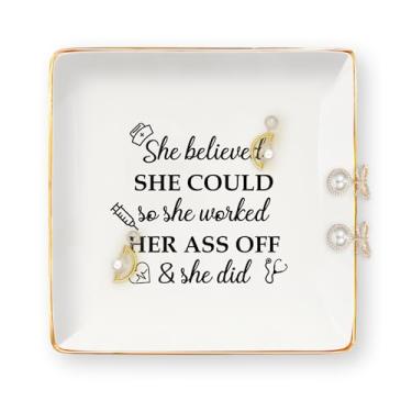 Imagem de Presentes de enfermeira para mulheres – presentes para enfermeiras bandeja de joias de cerâmica prato de bijuteria prato bugiganga formatura dia de ação de graças agradecimento de Natal enfermeira