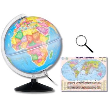 Imagem de GLOBO TERRESTRE POLÍTICO LUMINOSO 30CM + MAPA MUNDI + LUPA