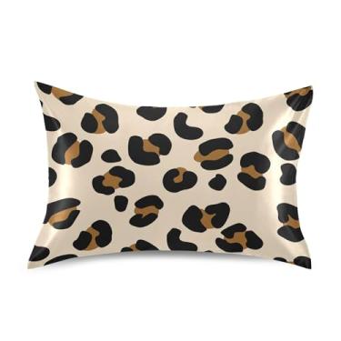 Imagem de Fronhas de cetim de desenho animado marrom leopardo floral refrescante king queen padrão fronhas personalizadas para cama tamanho padrão 66 cm x 50 cm