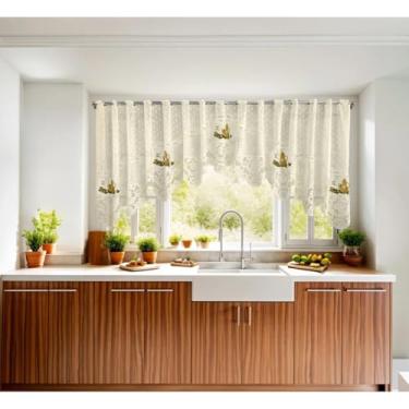 Imagem de Cortina De Cozinha Cascata Renda, Decorativa, 3,00 x 1,00 Metros, Coffee, Estilo Cascata