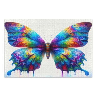 Imagem de Quebra-cabeça colorido de borboleta tie dye de 500 peças, quebra-cabeças difíceis para adultos, jogos para noite de jogos em família