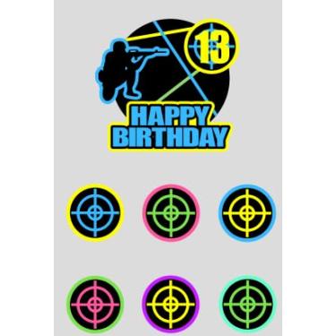 Imagem de Paintball Cake Topper Kids Official Teen Shooting Theme 10th Birthday Happy Crosshair Decorations, Boys and Girls Birthday Party, Shooting War Game Party Decoration (13th)