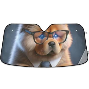 Imagem de Guarda-sol personalizado Chow Chow Cachorro Bonito Cachorro Carro Para-brisa Engraçado Dobrável Automotivo Para-sol Animal Floral S, 134,6 cm x 59,7 cm