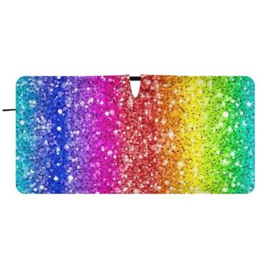 Imagem de Guarda-sol de carro com cores gradientes de arco-íris personalizadas para para-brisa dobrável caminhão carro janela persianas guarda-chuva de para-brisa frontal, 76 cm x 149 cm