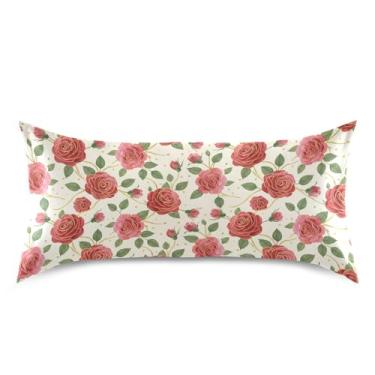 Imagem de Wassud Red Roses Fronha de cetim para o dia dos namorados para cabelo e pele fronhas de seda lisa king size respiráveis com fecho de envelope