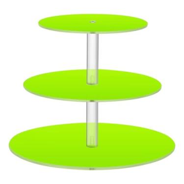Imagem de Suporte de cupcake de festa de chá verde limão gradiente 3 camadas redondo acrílico display copo torre de bolo decoração de festa de chá bandeja de servir comida donut