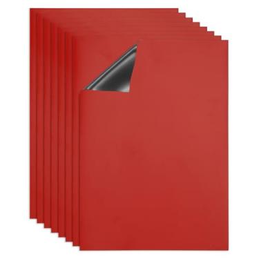 Imagem de PATIKIL Quadro apagável a seco, pacote com 8 ímãs A4, quadro branco, calendário de geladeira, quadro magnético, material de escritório para casa, cozinha, geladeira, mesa, parede, vermelho