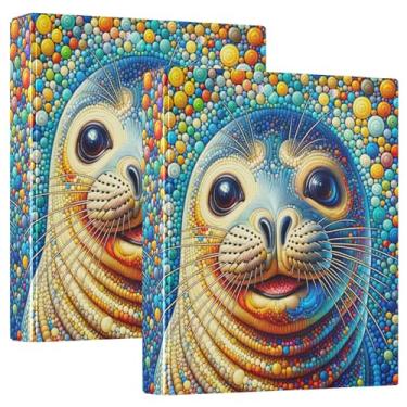 Imagem de Pasta de caderno colorida Vivid Seal com 3 anéis, fichário grande com três anéis, 1 pacote com 3 fichários de plástico