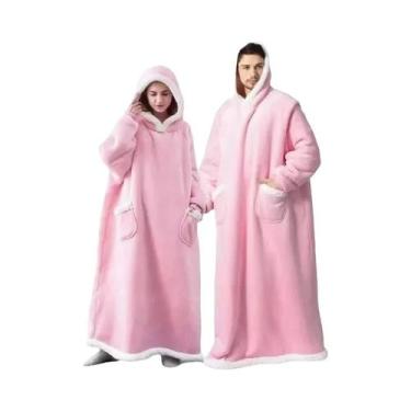 Imagem de Manta De Flanela Super Longa De 180cm Com Capuz Para Mulheres E Homens