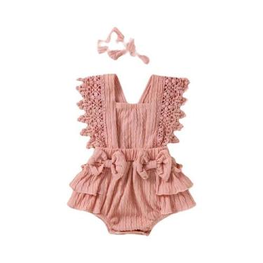 Imagem de Vestido sólido sem mangas para bebês com arco, streetwear ao ar livre,