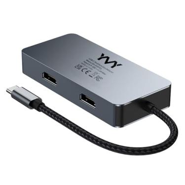Imagem de Estação de ancoragem USB C para HDMI duplo, adaptador multiportas USB C para HDMI duplo (4K a 30Hz), hub tipo C com 2 monitores HD, 100W PD tudo em um para laptop Dell HP MacBook (7 em 1, 2HDMI +