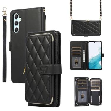 Imagem de Capa carteira para Samsung Galaxy S23 FE, capa de couro durável com fecho magnético e 9 compartimentos para cartão, suporte, alça de pulso, corrente, capa protetora de telefone à prova de choque para