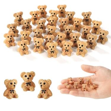 Imagem de 30 peças mini ursinho de pelúcia de resina, lindos ursinhos de pelúcia em miniatura de pelúcia pequenos animais pequenos ursos acessórios de decoração perfeitos para carro, fadas, jardins, aniversário