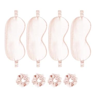 Imagem de Máscara de cetim para os olhos, 8 peças, máscaras de seda para dormir, sombra de olhos sedosa, blecaute, cobertura para olhos, laços de cabelo, presentes de casamento