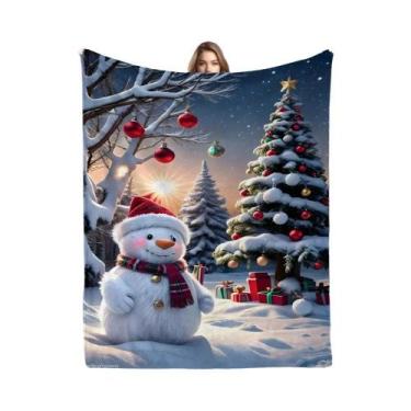 Imagem de Cobertor De Flanela Tricotado Com Estampa Digital De Árvore De Natal E