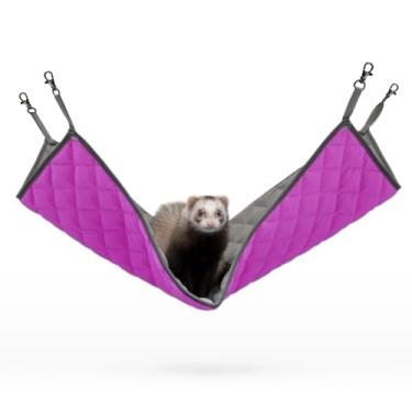 Imagem de Paw Inspired Rede de lã suspensa para furões, ratos, chinchilas, planadores de açúcar, gatos | Brinquedo de esconderijo para porquinhos-da-índia, hamsters | Clipes giratórios para gaiolas de animais