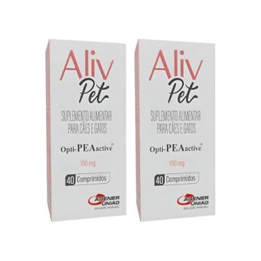 Imagem de 2 Aliv Pet 150 Mg Suplemento Alimentar para Cães Cachorro Cão Gatos 40 comprimidos Kit