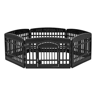 Imagem de IRIS USA 61 cm cercadinho com porta de 61 cm para cães pequenos, mantém os animais de estimação seguros, fácil de montar, armazenar, personalizável, antiderrapante, pés de borracha, dobrável, preto