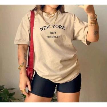 Imagem de T-Shirt Feminina Blusinha Casual Camiseta Básica Camisa Moda New York 
