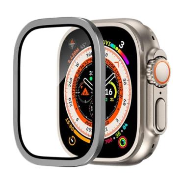 Imagem de SAAWEE Vidro temperado para Apple Watch Ultra 2 49 mm protetor de tela anti-riscos HD filme completo de metal bumper iWatch Ultra 49 mm acessório (prata)