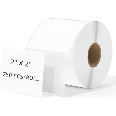 Imagem de Rongta Etiquetas térmicas quadradas de 5 cm, etiqueta adesiva térmica direta redonda autoadesiva para escritório doméstico de pequenas empresas, 750 folhas/1 rolo (branco, 5 x 5 cm (750 etiquetas/rolo