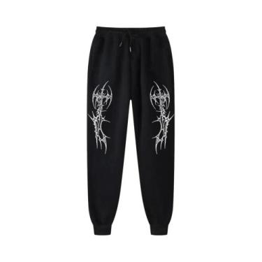 Imagem de Calças De Moletom Unissex Y2K Com Estampa De Espinhos Confortáveis E D