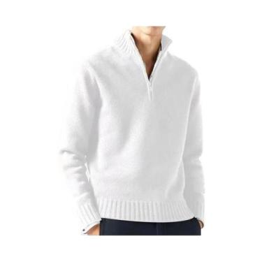 Imagem de Suéter Masculino De Gola Alta De Manga Longa Em Cor Sólida, Tricô Casu