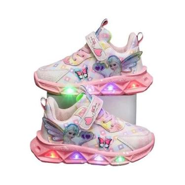 Imagem de Tênis Esportivos Para Crianças Com Luzes LED Da Princesa Elsa Frozen E