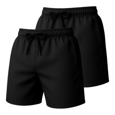 Imagem de Kit 2 Short Tactel Masculino Praia Liso com Bolsos Cós Elástico Ajustável-Masculino