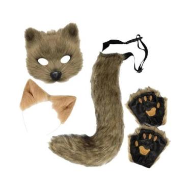 Imagem de Conjunto De Fantasia De Raposa De Pelo Para Adultos Com 4 Peças: Másca