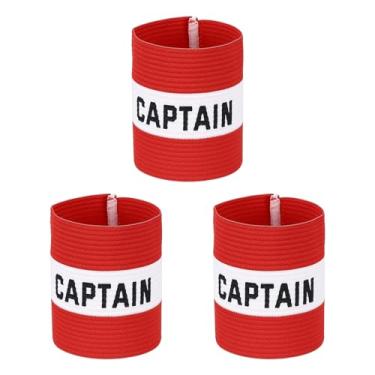 Imagem de YELARXI Braçadeira Capitão, Braçadeira de Capitão de Futebol Elásticas Ajustáveis Braçadeiras Líder Team Sport Rugby Player Band 10,4 x 8,6 cm e Vermelho/Branco e 3 peças Adequado para (Treinamento de