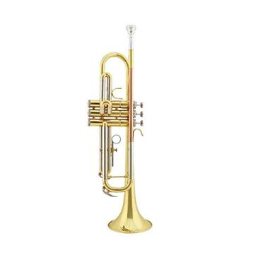 Imagem de Lss9azznmm Trompete com estojo forrado de pelúcia Trompete Profissional Trompete Down B Tinta Ouro Pequeno Instrumento Tom Melhor