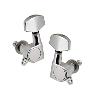 Imagem de 6 peças de Pinos Corda Violão Afinadores Bloqueio 3L3R Elétrico Acústico Cabeças Máquina Afinador Botões