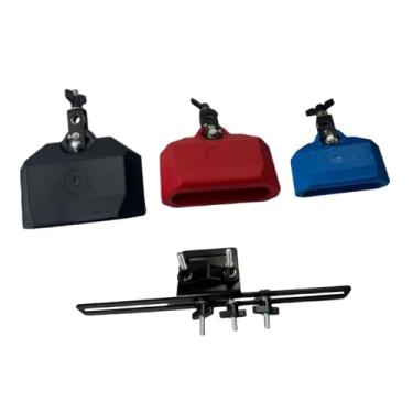 Imagem de MotiveTech Sino de vaca de 4", 5" e 6" com suporte de montagem. Som nítido. Blocos de percussão musical. Instrumento de percussão latina para, Azul Vermelho Preto