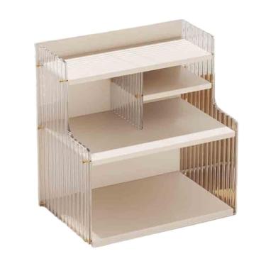 Imagem de Estante de armazenamento branca com organizador de placa de densidade, com suporte de exibição de defletores de plástico, para sala de estar, escritório, prateleira de livros de estudo (C44 x L 23 x A