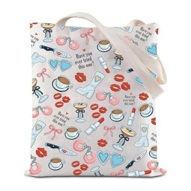 Imagem de JYTAPP Sacola inspirada em música cantora mercadoria cantora fã presente álbum de música sacola de compras presentes para amantes de palco, Bege