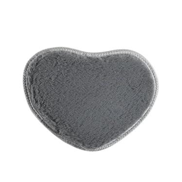 Imagem de 1 peça antiderrapante super macia de espuma absorvente de fibra fina para banheiro, chuveiro, coração, tapete de banho, tapete antiderrapante (cinza)