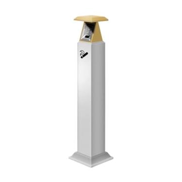 Imagem de Pilar de cinzas de hotel em pé ao ar livre de aço inoxidável, área de fumar, cilindro de coleta de bumbum de cigarro (ouro)