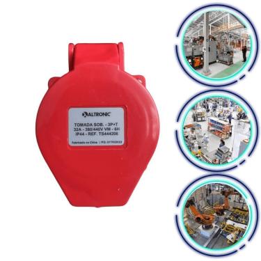 Imagem de Tomada Sobrepor Vermelha 3P+T 32A 380/440V 6H Ip44