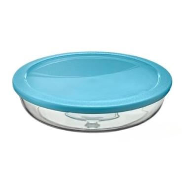 Imagem de Tigela Round Vidro Com Tampa Plastica 2,4 Litros 26cm - Vasilha para Armazenar Alimentos, Saladas e Sobremesas - Prática para Geladeira e Micro-ondas - Presente Útil para Cozinha