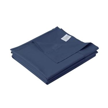 Imagem de Lençol Queen de algodão apenas, 600 fios, 100% algodão egípcio, 1 peça, lençóis de cama rasos frescos e respiráveis, resistentes a rugas, desbotamento, manchas (Queen Navy Blue)