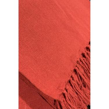 Imagem de Manta Para Sofá Gigante 100% Algodão Artesanal | Cobertura Decorativa para Sofá ou Cama, Franja Feita à Mão, Charme e Conforto(Vermelho)