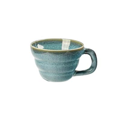Imagem de Caneca de cerâmica de grande capacidade retrô universal requintados utensílios de bebida - azul esmalte brilhante 400 ml