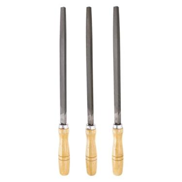 Imagem de HARFINGTON 3 peças, lixa triangular, grossa, média/fina, 25,4 cm, dentes de corte duplo, aço de alto carbono, lima de madeira para remoção de rebarbação de madeira de metal