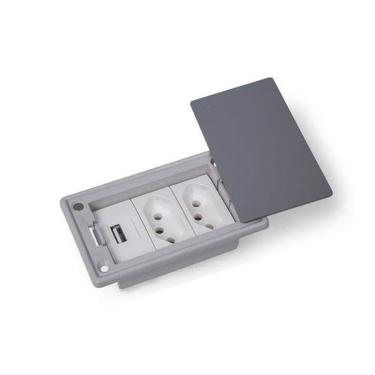 Imagem de Caixa De Embutir Abs Facility 3 Blocos Sem Bloco - Cinza -