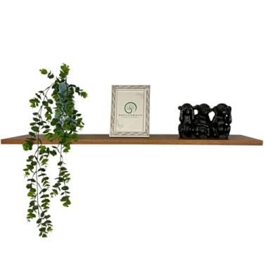 Imagem de Prateleira De Madeira Maciça Mdf Amadeirado Louro Freijó Suporte Embutido Suspensa 80 CM Decoração Moderna para Sala, Cozinha, Quarto e Escritório Minimalista