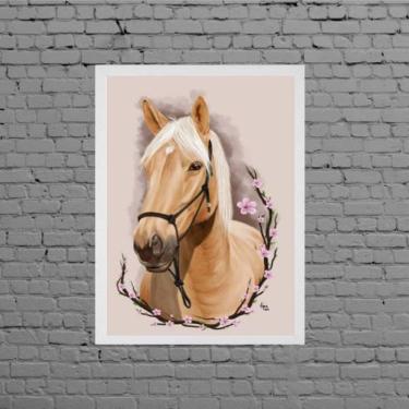 Imagem de Quadro Decorativo Cavalo Com Flores 33X24Cm