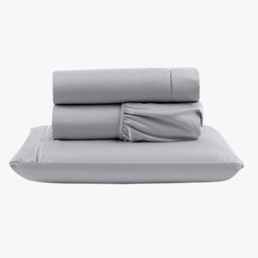 Imagem de Jogo de Lençol Peletizado 400 Fios Solteiro 3 Peças Casa - Hotel - Pousada Barato - Cinza